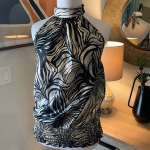 Silky zebra halter top